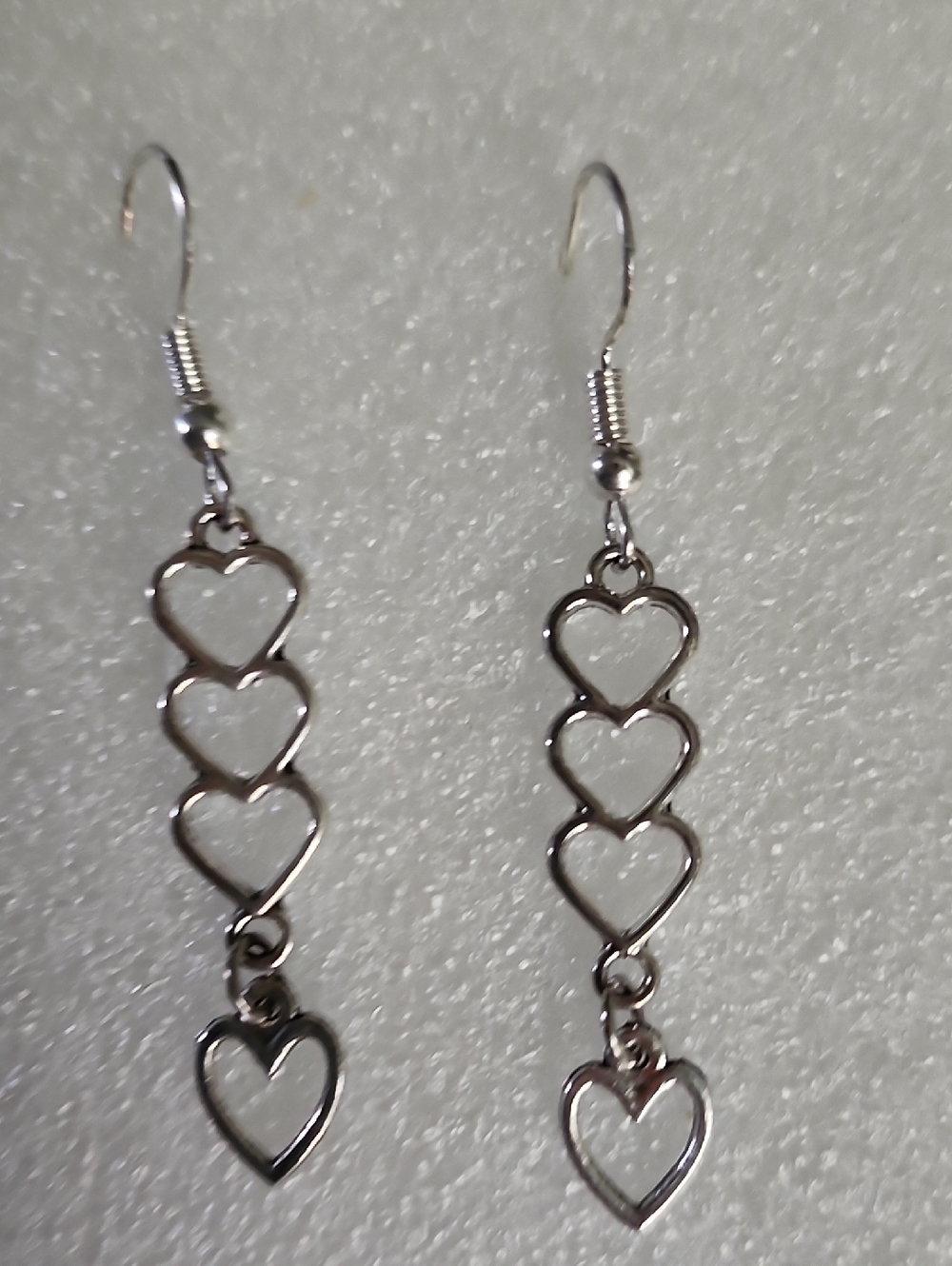 Hand Crafted Silver Heart Link Dangle Earrings